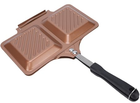 Zerodis Machine à Sandwich électrique, Antiadhésive Chauffe Rapidement, Plaque de Cuisson en Fer Double Face, Poêle à Sandwich Grillée pour Bagels Panini (GOLD)