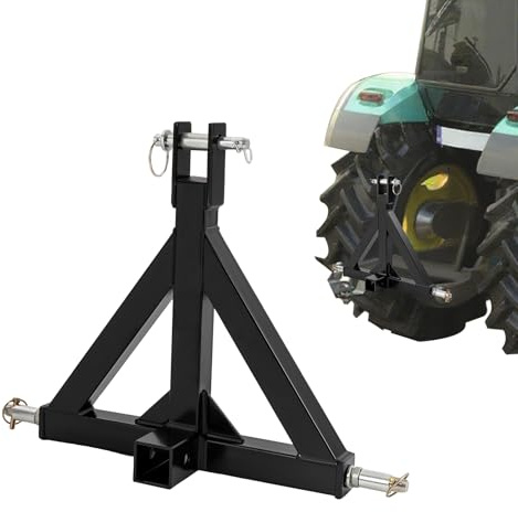Anhängerkupplung 3-Punkt, Traktor Deichselkupplung mit 2-Empfänger und 3 Kupplungsstifte, Dreipunktaufnahme, Zugkupplungsadapter für die Meisten Traktoren und Anhänger (Schwarz)