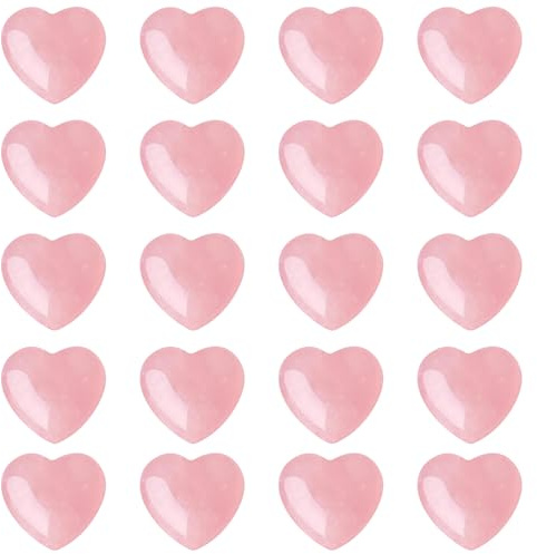 20 Pack Crystal Hearts, Rose Quartz Heart, 2cm Pink Healing Crystals, Natural Pink Healing Crystals, Heart Shaped Decor, Spiritual Gifts for Women Reiki Divination Balancing Yoga Meditation