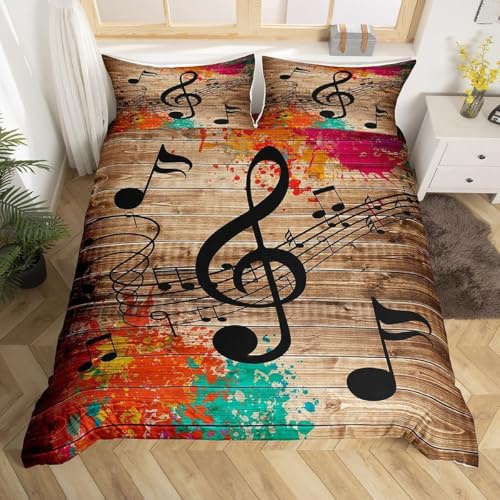 Set Copripiumino Singolo Nota Musicale 3D Copripiumino Singolo 135x200 Roccia Biancheria da Letto Reversibile Microfibra 2 Pezzi con 1 federe da 50 x 80 cm bb177
