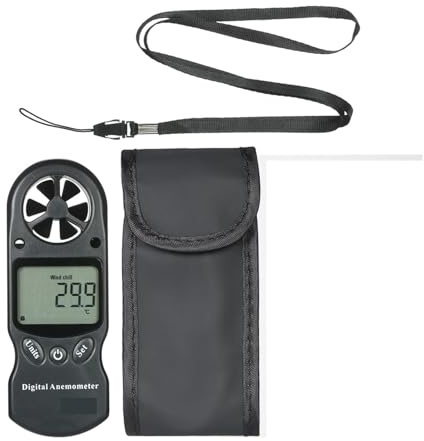 Anemometer, Handheld-Digital-Anemometer Windgeschwindigkeit/Temperatur/Windchill/Hitzeindex/Punkt/Luftdruck(Noir)