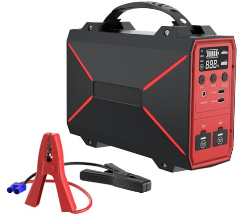 Avviatore di emergenza, Jump starter, per batterie 12V 24V, potenza 155Wh, corrente di spunto 8000A, powerbank e torcia integrata, QDSP, per batteria auto, moto, camper, camion, furgone