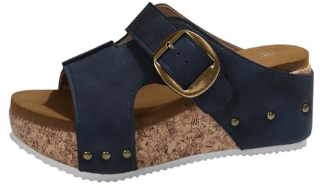 Generisch Sandalias para mujer con tacón de cuña, zapatillas ortopédicas con base de corcho, separadores de dedos bohemios, con plataforma bohemia, zapatos de playa, antideslizantes, para caminar