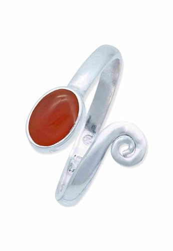 mantraroma Ring 925 Silber HADASAI oval - größenverstellbar mit Edelstein