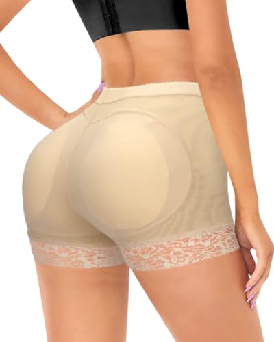 DODOING Fake Butt Lifter Pants Lace Hip Enhancer Pads Underwear Shapewear Control Padded Panties Boyshorts for WomenXLBeige