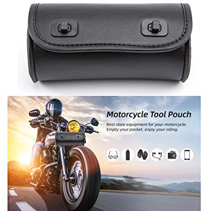 Bolsa para tenedor de motocicleta, de piel sintética, para manillar de bicicleta, bolsa de herramientas Sissy Bar Roll Bolsa de almacenamiento - Pequeña (color A)