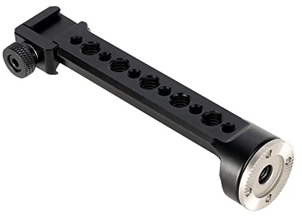 NICEYRIG Rosette Mount Bracket Extension Arm with NATO Lock Clamp, Quick Release Rail, Microphone Cold Shoe for ARRI Standard Rosette Handle Grip - 495