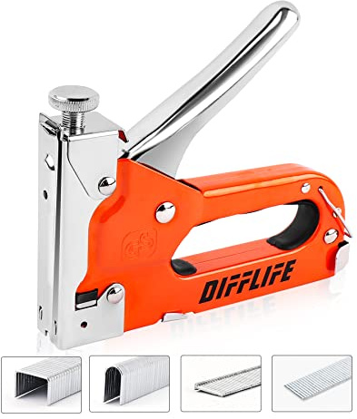 DIFFLIFE Cloueuse 4 en 1 avec 2400 agrafes - Réglage manuel de la puissance pour bois, artisanat, menuiserie, décoration bricolage