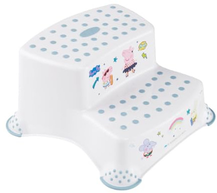 keeeper Peppa Pig Step Stool With 2 Steps, For Children From approx 3 to 14 Years Old, Anti-Slip Design, Igor, Nordic White
