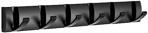 maifey Garderobenleiste Schwarze mit 6 Haken, Moderne Klappbar Hakenleiste Garderobe, Metall Wand Kleiderhaken für Eingang, Wand, Tür, Bad, Schlafzimmer