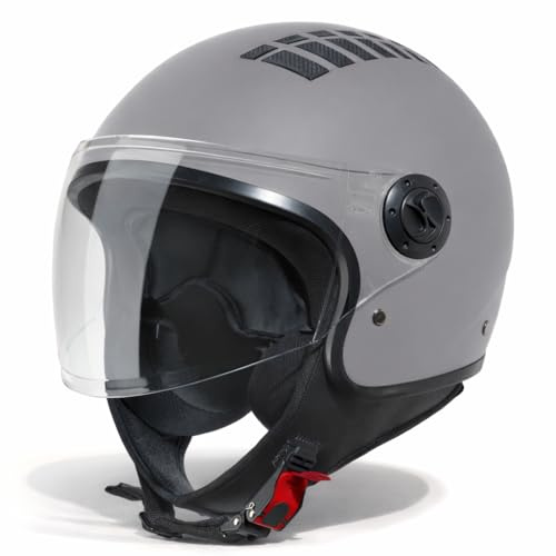 VINZ Como Jethelm mit Visier ECE 22.06 Zertifiziert | Roller Helm Mopedhelm Für Motoroller & Vespa | Herren & Damen | Motorradhelm in XS-XL | Erhältlich in 4 Farben