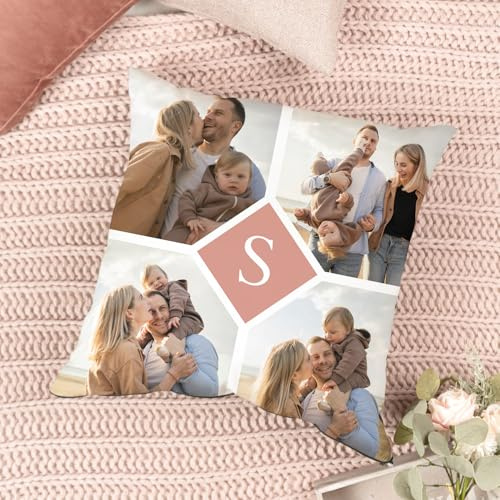 Wanapix | Cojín Mama y Abuela Personalizado | con Foto y Texto | Regalo Día de la Madre | Escoge Tamaño | Tela Panamá | Regalo Original | Collage Fotos Mama