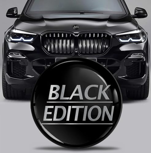 SkinoEu Tuning Emblem für Fronthaube und Kofferraum 82 mm Kompatibel mit BMW Emblem 51767288752 Black Edition Schwarz Silber EX 17