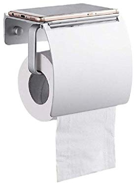 CNBYDK Toilettenpapierhalter aus Metall – Toilettenpapierhalter – Toilettenpapierrollenhalter aus Edelstahl mit Ablage zur Wandmontage für Badezimmer, gebürstet