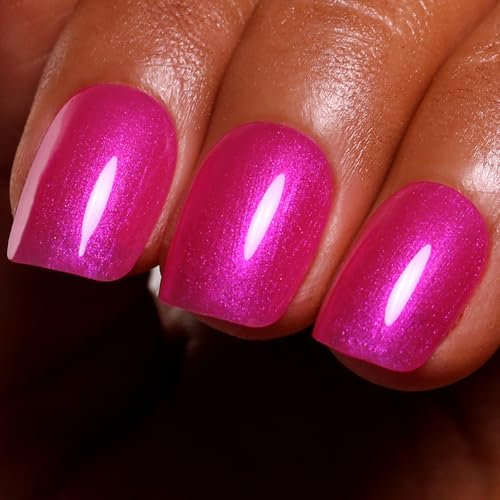 Ozzeal Hot Pink Glitter Gel Nail Polish with Sparkle Shimmer for Fall Winter - Soak off LED UV Polish for Art DIY Manicure 15ML