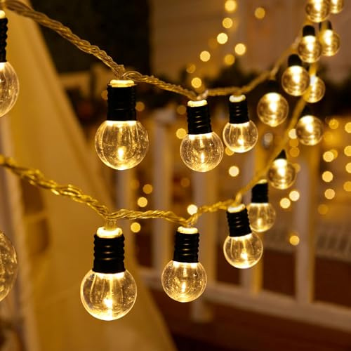 LED Globe Lichterketten Batterie, 20er Dekorative Klare Kugel Lichterkette, LED Lichterketten mit Timer für Innen Außen, Wohnheim, Zimmer, Hochzeit, Party, Weihnachten