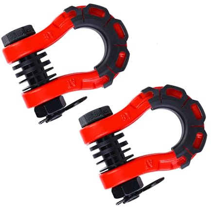 EIOLWJIEO 2 Stück Metall 2er Pack 3/4 D Ring Schäkel Schäkel Schäkel U Haken 8 Tonnen maximale Bruchfestigkeit mit 3/4 Schraubstift Heavy Duty, Rot