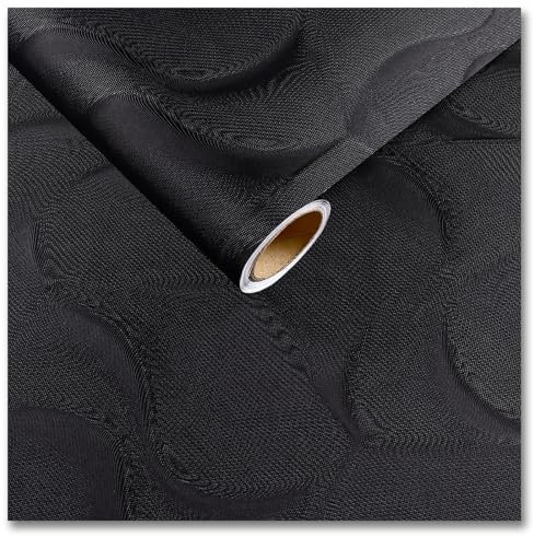 CRE8TIVE Papier peint à décoller et à coller - Papier peint géométrique noir texturé pour salon, salle de bain - Papier contact imperméable pour comptoir, placard, chambre à coucher - 30 cm x 200 cm