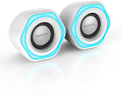 HEANTTV Altoparlante per computer Mini altoparlante con USB alimentato 3,5 mm AUX-in altoparlante portatile per PC, computer portatile, notebook, desktop (Bianco) (USB+3.5MM)