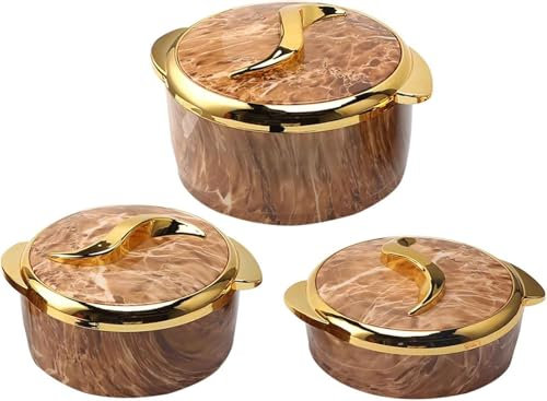 Generic Insulated Food Warmer Set, Classy Thermal Serving Dishes with Lids, 3Pcs Soup/Salad Hot Pot Containers (1.5L, 2L, 2.5L) - Keep Food Warm for Hours, Perfect for Parties & Everyday Use