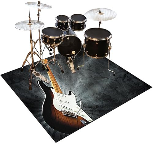 Schlagzeugteppich Schalldicht Drum Teppich rutschfest Trommelteppich Musikinstrumente Bodenmatte Professionelle Schlagzeug Teppich Elektronisches Jazz Schlagzeug Kit für Bass Snare Drum 200 x 160 cm