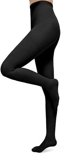 Evolyline Medias médicas de compresión para mujer y hombre, largas, 15-20 mmHg, clase I, medias de compresión graduadas, medias de apoyo, dedos cerrados para embarazo, varices, edemas, lipedema, Negro