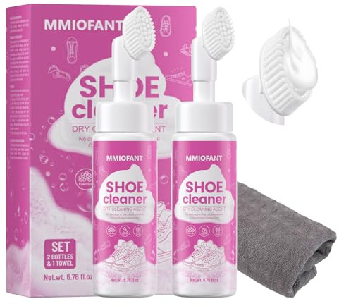 MMIOFANT Pink Sneaker Cleaner Kit-White Shoe Cleaner Foam, Waterless Stain Remover for Tennis/Shoelada/Golf/Suede/Canvas Sole