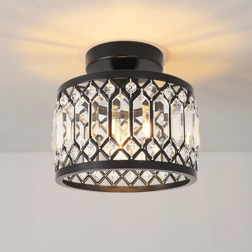 ANWIO Light Fitting,Hallway Lights Ceiling,Kitchen Lights Ceiling,E27 Light Shade Ceiling,Black Chandelier,Morden Crystal Ceiling Light,Lounge Lights Ceiling (LAMP DIAM 20.5CM)