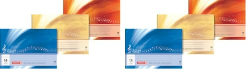 BRUNNEN Notenheft | A5 quer, Lineatur 14, 8 Blatt, sortiert (Packung mit 2)