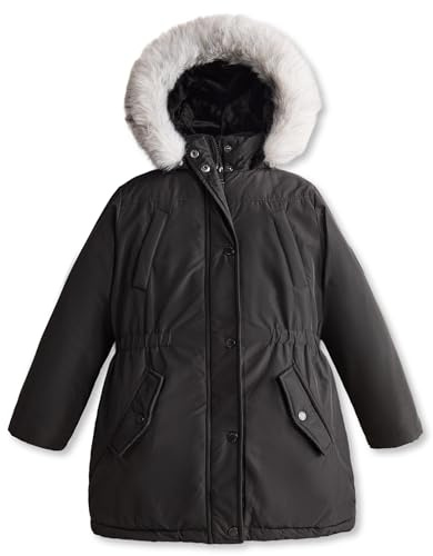 maoo garden Giacca Invernale per Ragazze Parka da Sci Pesante con Cappuccio in Pelliccia e Soprabito Impermeabile per Bambini Nero 152