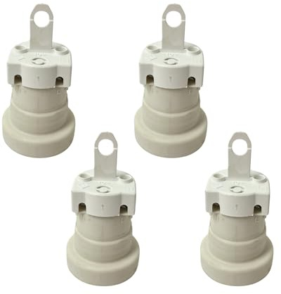 HALOTEC | 4 Stück E27 Baustellenfassung Weiß | Standard Schraubfassung für E27 Leuchtmittel | Ideal für temporäre und technische elektrische Installationen | Schnelle Montage | Made in Italy
