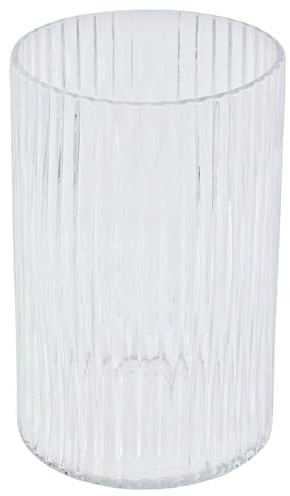 simpa Tabletop Centrepiece Clear Floral Arrangement Glass Vase – Ribbed Cylinder Design – 18cm x 11.5cm