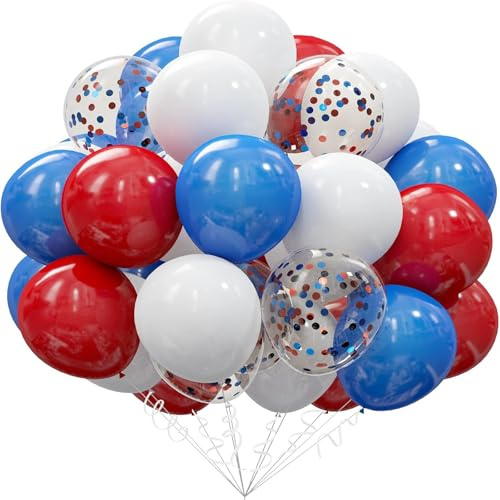 55 Stück Geburtstag Luftballons 12 Zoll Latex Ballon Blau Weiß und Rot Latexballon Graduierung Partyballon Geburtstag Dekoration Hochzeit Neujahrsdekoration