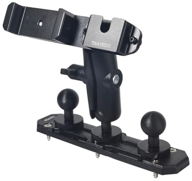 TWAYRDIO Support de rail de tableau de bord avec 3 boules de 2,5 cm, bras court à double prise, support de téléphone/radio, compatible avec supports RAM, pour voitures, véhicules, camions, bateaux