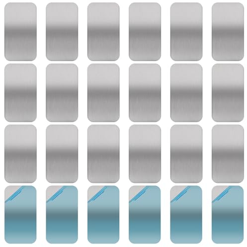 Hpmjz 24 Stück Metallplättchen Selbstklebend Set 30mm Metallplatte für Magnete Rechteckig Metall Platte mit Klebefolie Dünn Metallscheiben für Magnet Handyhalter