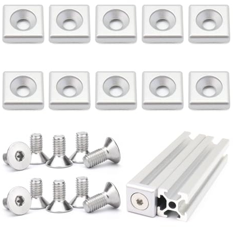 BLCCLOY 10Pcs 1010 2525 Aluminum Extrusion T Slot End Cap Bracket 10, 25 Series Extruded Hardware Cover with Screws for 10/10 1020 1 inch x 1 inch 1 Aluminum Profile Frame Fitting