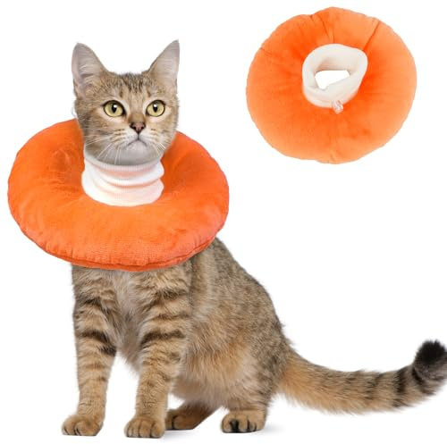Hjumarayan kattkrage läckageskydd mjuk – krage katt läckageskydd efter OP, halsband katt mjuk skyddande krage justerbar tratt, orange L