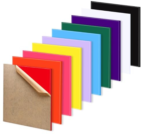 10 placas acrílicas de colores, 20 x 20 cm, acrílico fundido y placas de corte láser con lámina protectora, placa de plástico acrílico brillante, placas de vidrio acrílico para grabado láser, joyas