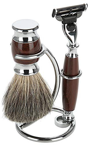 2-in-1 Rasiererhalter Edelstahl Rasierpinsel Ständer Halter Tragbarer Rasiermesser Und Pinsel Ständer, Rasierset Schale Tragbar & Platzsparend für Salon Home Travel Use (Silber, 10.5 Cm Hoch)
