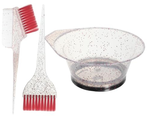 HOMSFOU Cuenco y Pinceles para Teñir Cabello Cerdas Suaves, Kit para Mezcla de Tintes Transparente, Adecuado para Tratamientos Capilares y Uso en Salones Hogar