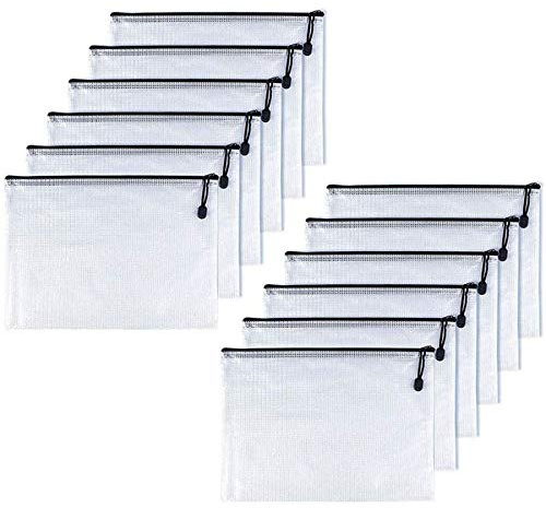 Dokumententasche, 12 Stück, mit Reißverschluss, aus PVC, für die Schule, das Büro, für Magazine, Dokumente, schwarz B6
