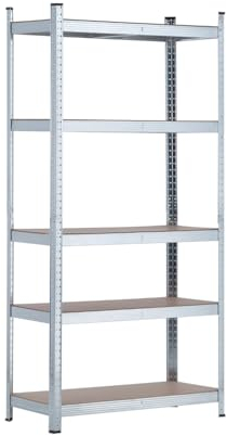 7H SEVEN HOUSE, Estantería Metálica Galvanizada Modular con 5 Baldas Ajustables, Gris, 180x90x40cm