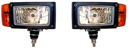 MelTruck® 2x H4 Scheinwerfer mit Blinker Omegahalter 24V für Radlader Bagger JCB Merlo E20