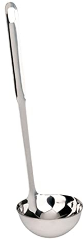 Tradineur - Cazo para servir de acero inoxidable 31 x 9,5 x 3 cm, cucharón, cacillo de cocina con agujero para colgar, apto para lavavajillas
