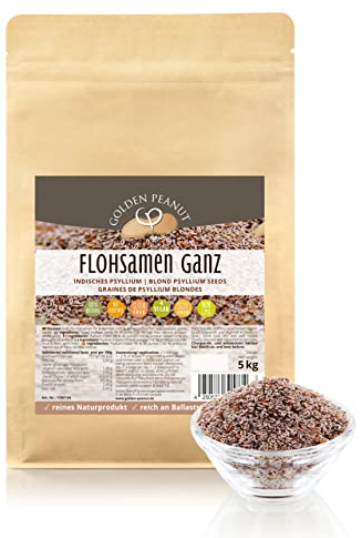 Semi di pulci da 5 kg | 99% purezza | ricco di fibre | senza additivi | Senza glutine | Qualità testata | ingredienti da forno | Golden Peanut