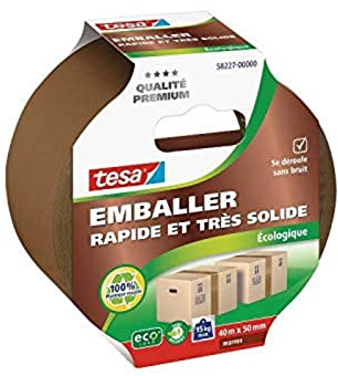 Tesa 4042448337696 Premium Eco-Verpackung, Karton, Braun, 40 x 50 mm, farblos, Einheitsgröße