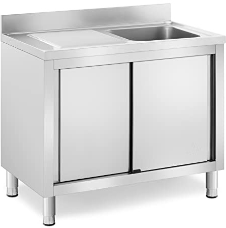 Royal Catering RC-IKS09 Spülenschrank 1 Becken Edelstahl 400 x 400 x 240 mm Spülenunterschrank Spülschrank