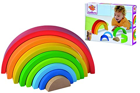 Eichhorn - Regenbogen, Sortier- und Stapelspielzeug in farbenfrohen Farben, 8 teilig, 17,5 cm lang, aus Birkenholz, ab 1 Jahr