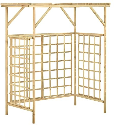 vidaXL Kiefernholz Imprägniert Pergola für 2 Mülltonnen Verrottungsfest Gartenpergola Holzpergola Rosenbogen Rankhilfe Terrasse Garten