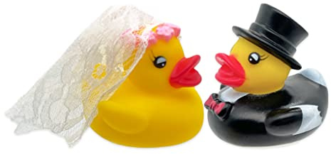 MIK funshopping Juego de 2 piezas de pato de baño, pato chirriante, juguete para parejas de novios